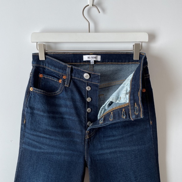 nwt re/donehigh rise 70s stove pipe crop jean 26
